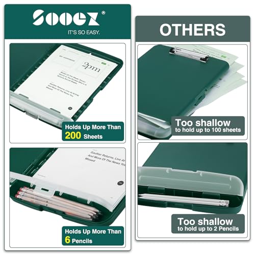 Sooez Clipboards with Storage, High Capacity Clip Boards 8.5x11 with Storage, Heavy Duty Nursing Clipboard Folder, Plastic Clipboard with Pen Holder for Women Teachers Work, School & Office Supplies - Image 3