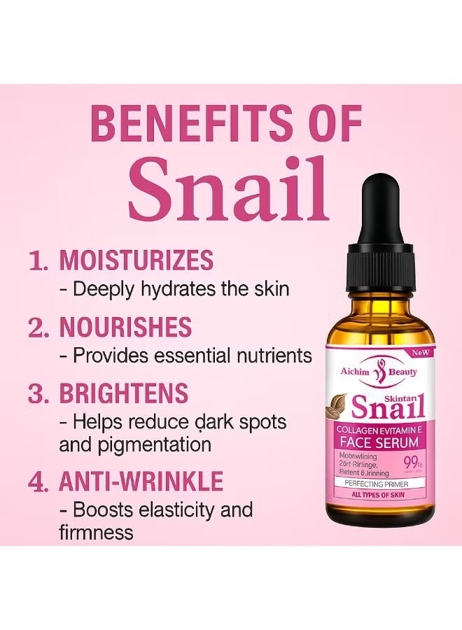 Aichun Beauty Snail Repair Face Serum 30ml Collagen Vitamin E Hydrating Smooth Skin Oil Free Facial Serum Daily Skincare - Image 3