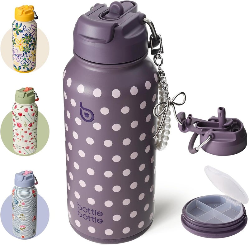 BOTTLE BOTTLE 32oz Insulated Water Bottle with Pill Box - Image 1