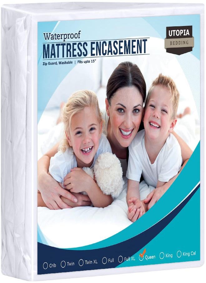 Utopia Bedding - Utopia Bedding Zippered Mattress Encasement Queen - 100% Waterproof and Bed Bug Proof Mattress Protector - Absorbent, Six-Sided Mattress Cover - Image 1