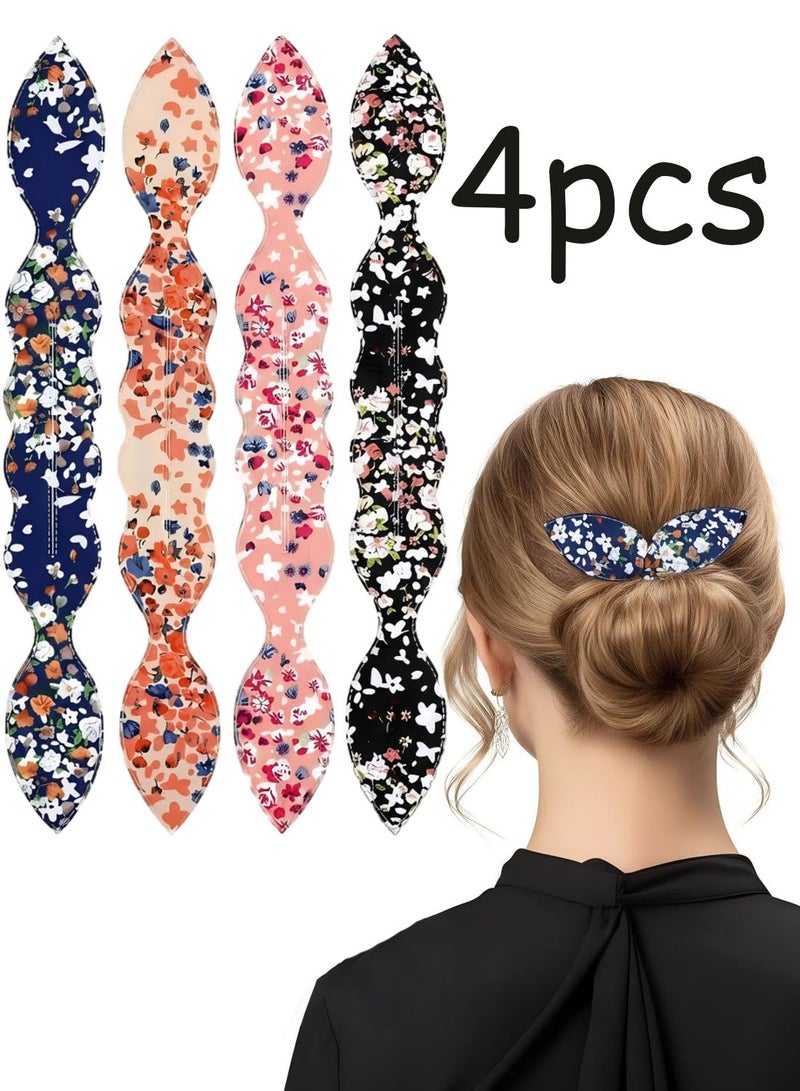 4 Pcs French Twist Hair Tool for Women, Soft Sponge Updo Bun Shaper for Fine Medium Thick Hair, Easy Hair Styling Accessories for Quick Updo, Work Party Weddin - Image 1