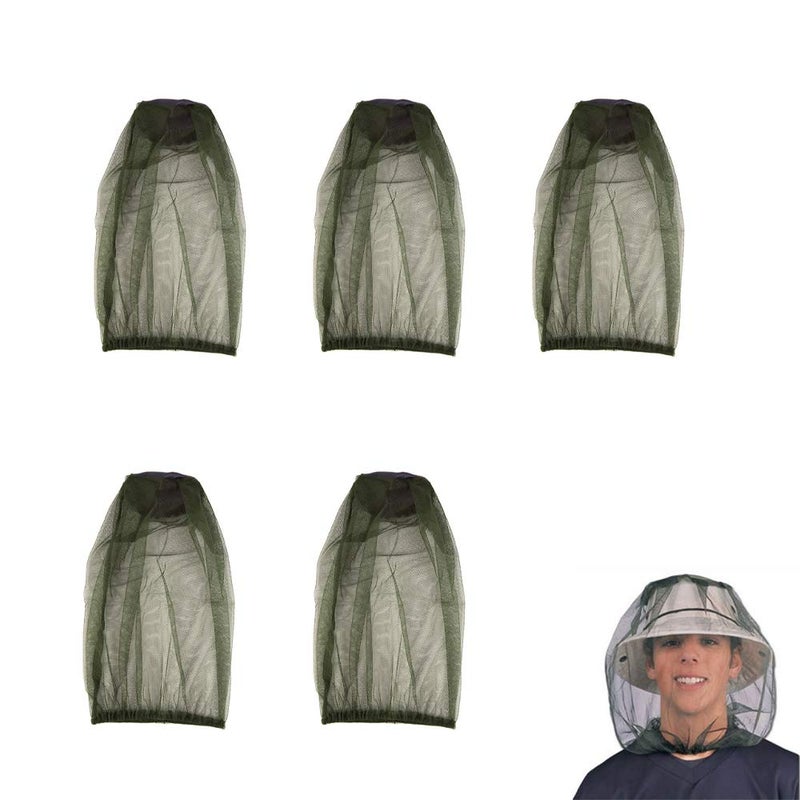 thovorrnl 5 Pack Premium Mosquito Head Net Mesh Hat Face Netting Lightweight Durable Protective Cover Fly Insects Bugs Preventing for Camping Hiking Fishing Outdoor Activity - Image 1