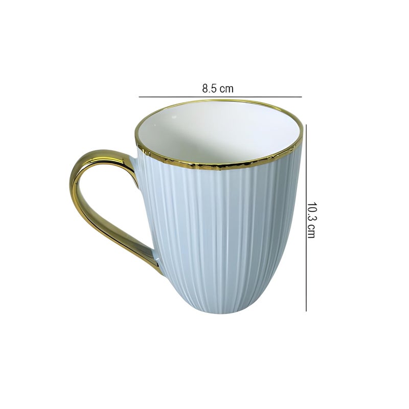 Lemon Tree Porcelain Ceramic TeaCoffee Mug Set 360 ml Set of 4 Stylish Design Ideal for Daily Use Gifting Fine Porcelain with Gold Rim Handle Blue - Image 5