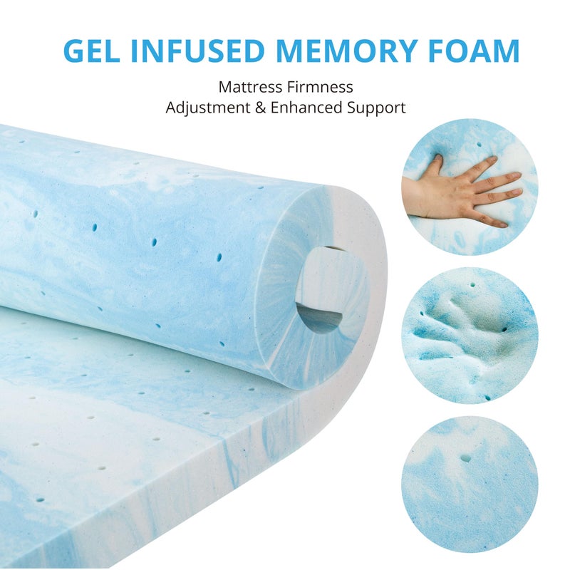 MLILY EGO Gel Memory Foam Mattress Topper, 2 Inch Queen with Removable Breathable Soft Cover, Cooling Bed Topper for Comfort Body Support & Pressure Relief, CertiPUR-US Certified - Image 4