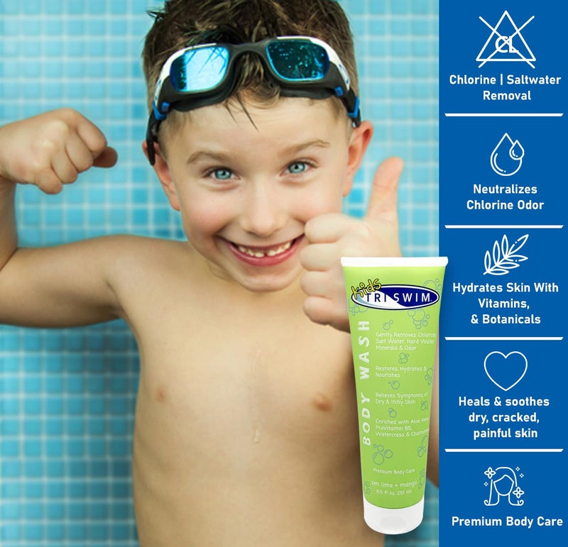 TRISWIM Chlorine Removal Body Wash 8.5oz | Removes Chlorine, Bromine, Hard Water Minerals & Saltwater | Hydrates & Restores Skin | Zen Lime + Mango Scent - Image 2