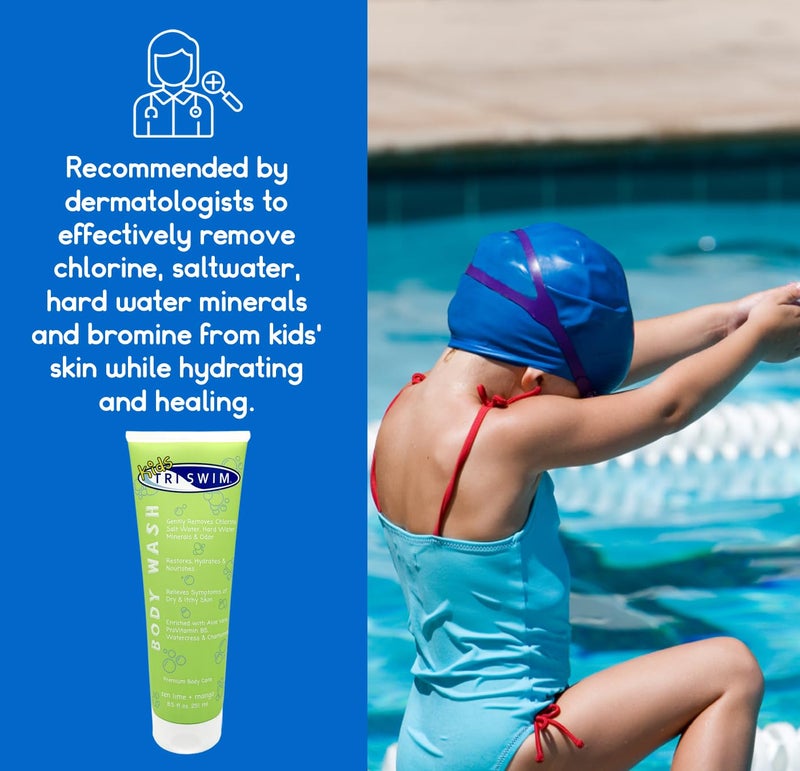 TRISWIM Chlorine Removal Body Wash 8.5oz | Removes Chlorine, Bromine, Hard Water Minerals & Saltwater | Hydrates & Restores Skin | Zen Lime + Mango Scent - Image 3