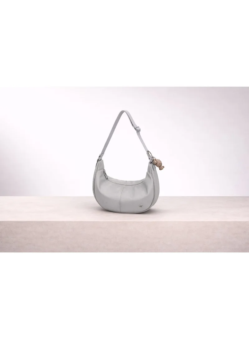 David Jones Steel Grey The new chic modern sport style bag by David Jones- Authentic french leather purse- Street style moon bag for all women- Dual wear new trendy design shoulder bag model cm7502-1 for Women | Best Price UAE
