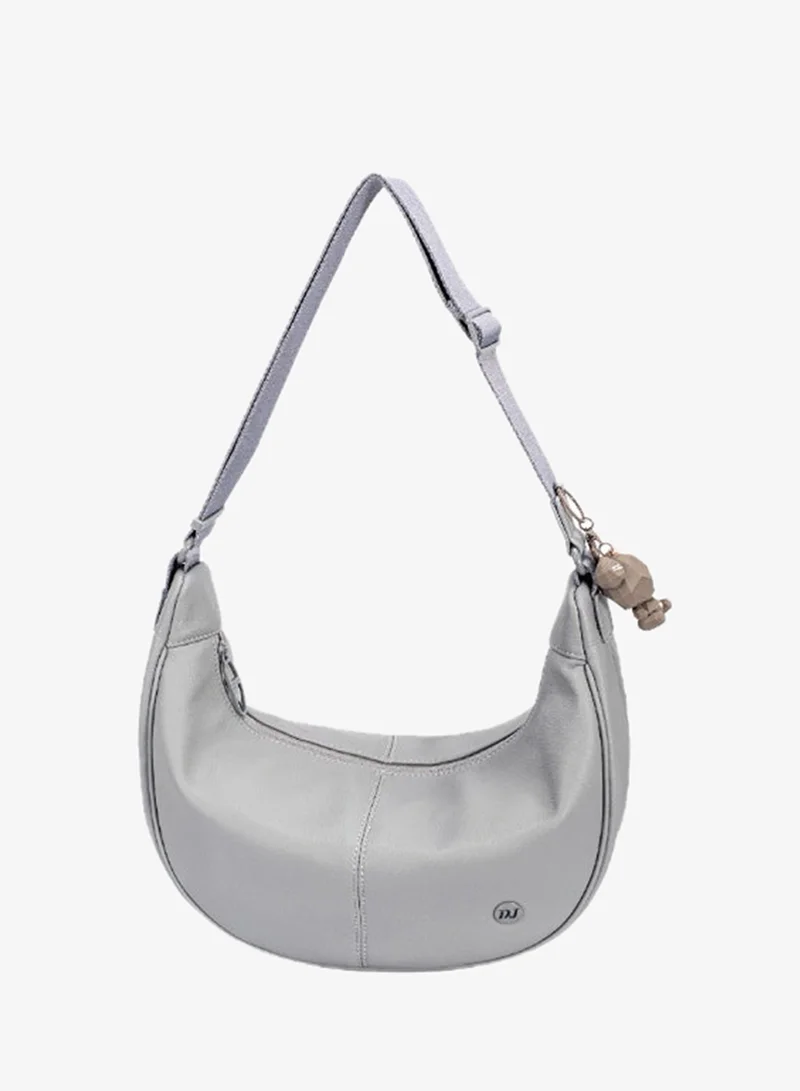 David Jones Steel Grey The new chic modern sport style bag by David Jones- Authentic french leather purse- Street style moon bag for all women- Dual wear new trendy design shoulder bag model cm7502-1 for Women | Best Price UAE