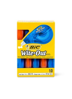 BIC Wite-Out Brand EZ Correct Correction Tape, 39.3 Feet, 10-Count Pack of white Correction Tape, Fast, Clean and Easy to Use Tear-Resistant Tape Office or School Supplies