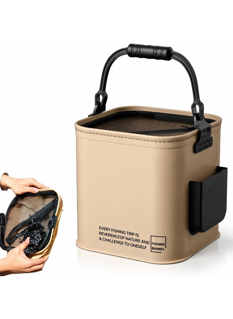 YOUWE7 Fishing Bucket, Transparent Top Cover Fishing Bucket, Foldable Fish Bait, Multifunctional Minnow, Live Fish Container, Fish Protection, Outdoor Camping Fishing Bag - Image 1
