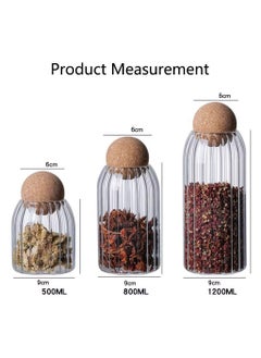 QSHOP Glass Food Storage Jars Set of 3 with Ball Cork Lids, Bamboo Glass Storage Containers with Good Sealing, Suitable for Kitchen Pantry for Tea, Coffee, Sugar, Flour, Spices, Etc.  - Image 4