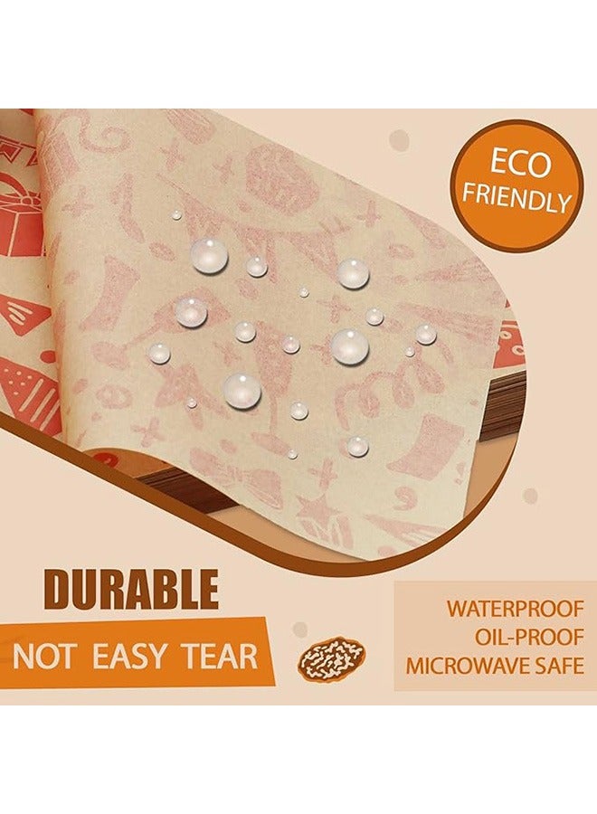 50 Pcs Wax Baking Papers Disposable Oilproof Greaseproof Paper for Food Greaseproof Sandwich Picnic Basket Liners Wrappers Bakery Tissue Sheets Kitchen - Image 3