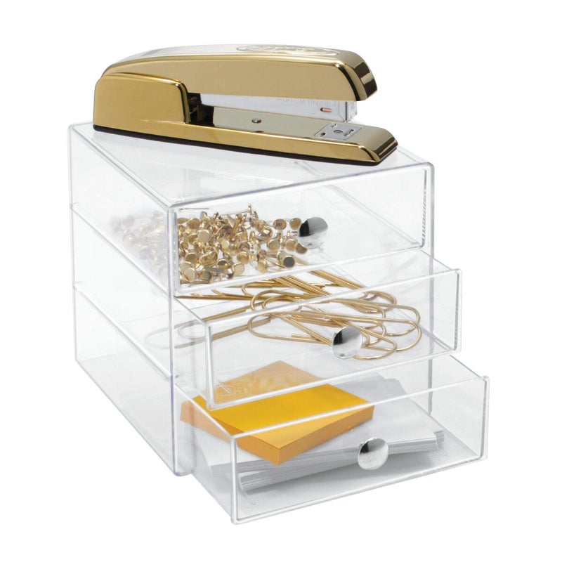 إنترديزاين Idesign BPA خالية من البلاستيك 3-drawer الغرور منظم-6.5 "" x 6.5 "" x 6.5 "" Clear - Image 5
