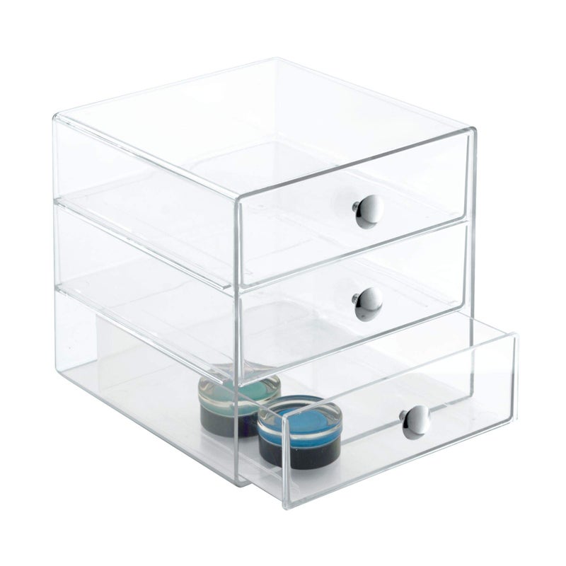 إنترديزاين Idesign BPA خالية من البلاستيك 3-drawer الغرور منظم-6.5 "" x 6.5 "" x 6.5 "" Clear - Image 3
