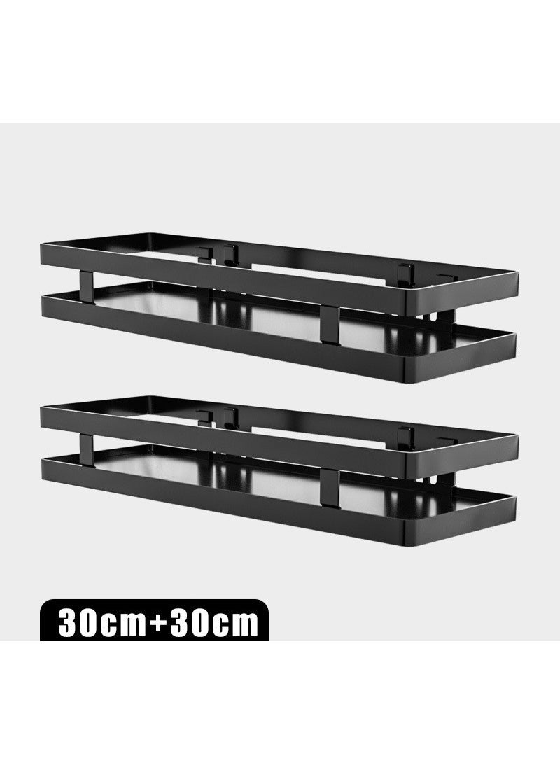 LOOPITYS Hanging Storage (2 Packs) Baskets Organizer Wall Mount Metal storage rack Installation without drilling screw holes for Kitchen Bathroom Shower Spice Shelf Home Decor Essentials （Black） - Image 2