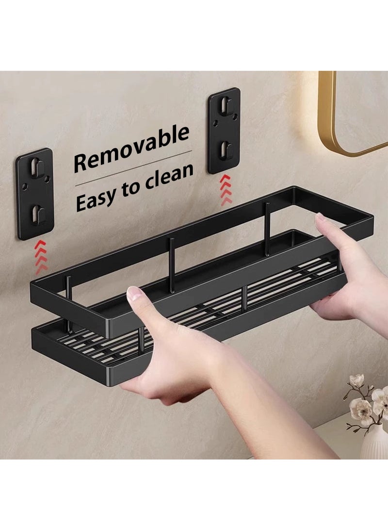 LOOPITYS Hanging Storage (2 Packs) Baskets Organizer Wall Mount Metal storage rack Installation without drilling screw holes for Kitchen Bathroom Shower Spice Shelf Home Decor Essentials （Black） - Image 3