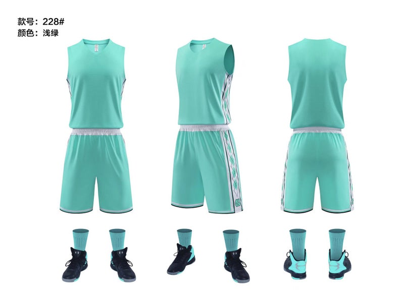 Generic 2022 North Carolina Kids Adult Basketball Uniform Set Light green