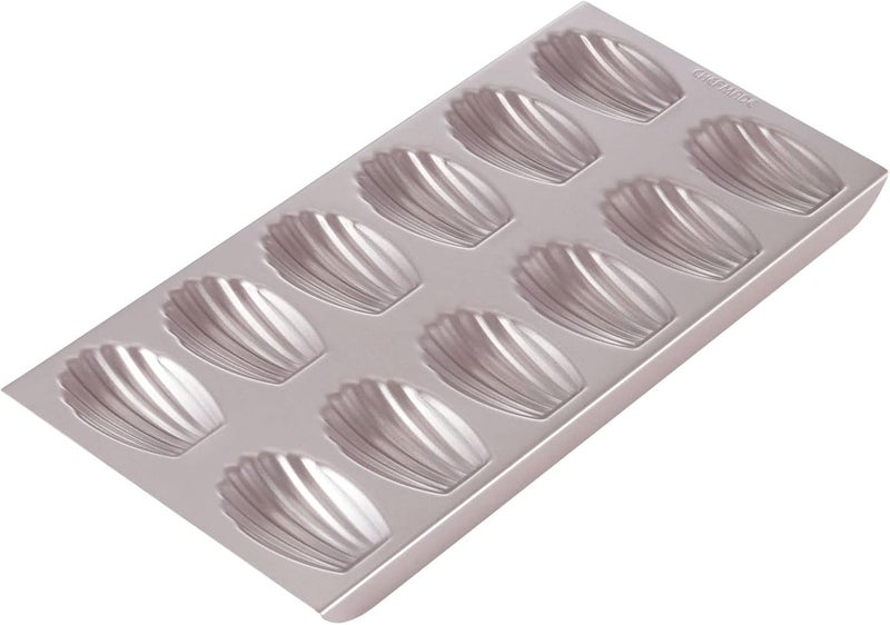 CHEFMADE Mini Madeleine Mold Cake Pan, 12-Cavity Non-Stick Tiny Oval Shell Madeline Bakeware for Oven Baking (Champagne Gold) - Image 1