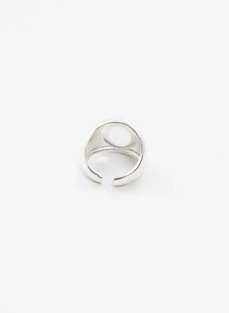 Lichi  Silvertone ring with round crystal for Women | Best Price UAE