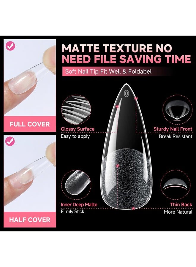 UNA GELLA Long Stiletto Gel Nail Tips Full Cover 120pcs Half Matte Nail Tips Long Stiletto Almond Fake Clear Nails Tips S tiletto Press on Nails for Nail Extensions Home Nail Art Salon 12 Sizes - Image 4