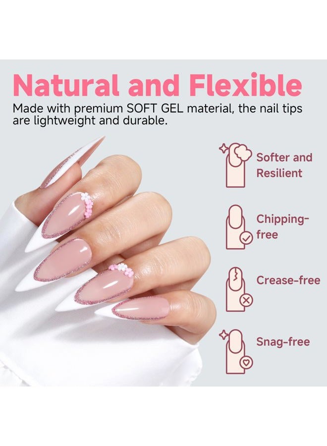 UNA GELLA Long Stiletto Gel Nail Tips Full Cover 120pcs Half Matte Nail Tips Long Stiletto Almond Fake Clear Nails Tips S tiletto Press on Nails for Nail Extensions Home Nail Art Salon 12 Sizes - Image 3