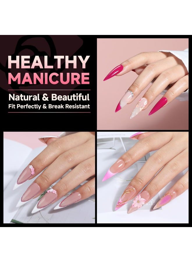 UNA GELLA Long Stiletto Gel Nail Tips Full Cover 120pcs Half Matte Nail Tips Long Stiletto Almond Fake Clear Nails Tips S tiletto Press on Nails for Nail Extensions Home Nail Art Salon 12 Sizes - Image 2