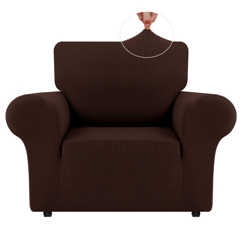 LURKA Stretch Chair Sofa Slipcovers 1 Piece Couch Covers for Sofa Furniture Protector Full Sofa Covers with Elastic Bottom for Kids and Dog Small Chocolate