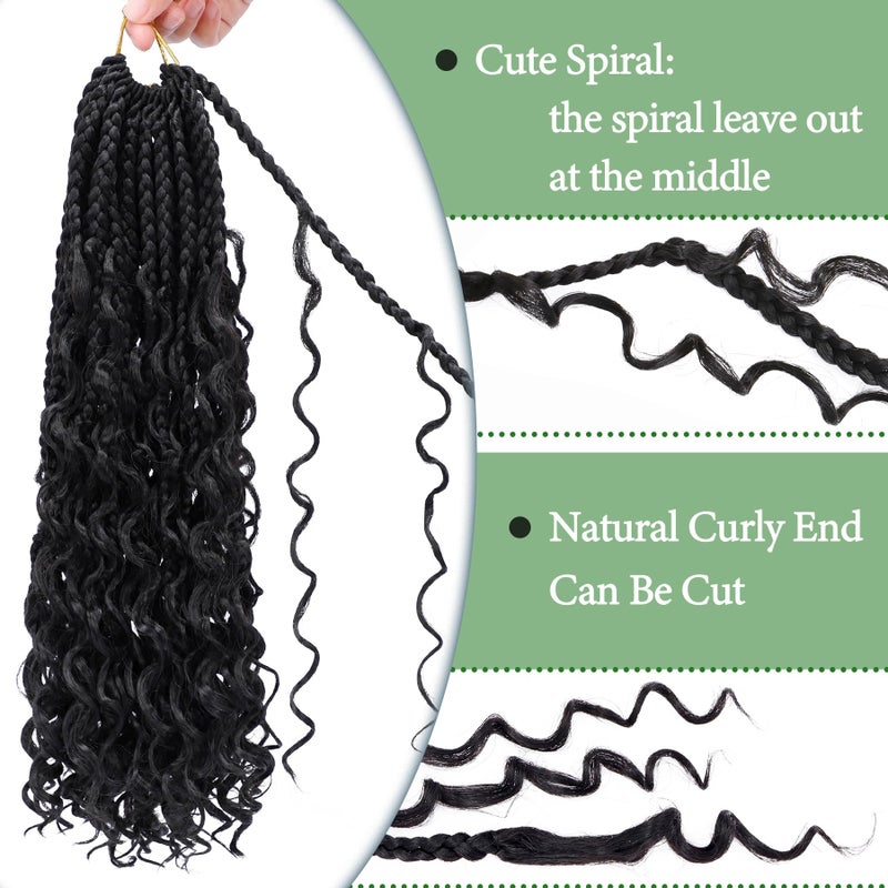 Eerya Goddess Box Braids Crochet Hair 14 Inch 8 Packs Pre-looped Bohemian Crochet Boho Box Braids With Curly Ends 3X Crochet Braids Synthetic Braiding Hair (14 inch, #1B) - Image 5