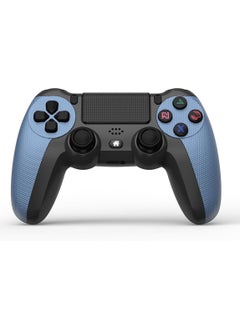 وحدة تحكم ألعاب لاسلكية لجهاز PS4/PS4 Slim/PS4 pro/PC مع كابل شحن USB مع لوحة لمس قابلة للنقر والاهتزاز ووظيفة الصوت وشريط إضاءة ومضاد للانزلاق (أزرق)