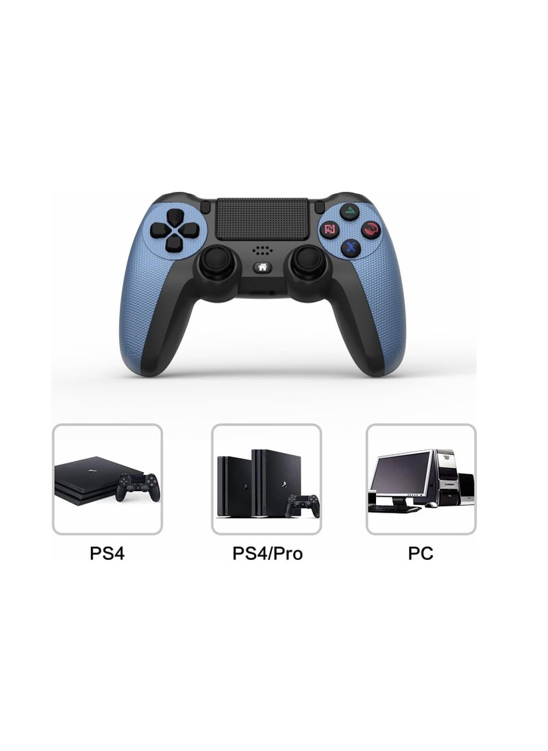 ماركة غير محددة - وحدة تحكم ألعاب لاسلكية لجهاز PS4/PS4 Slim/PS4 pro/PC مع كابل شحن USB مع لوحة لمس قابلة للنقر والاهتزاز ووظيفة الصوت وشريط إضاءة ومضاد للانزلاق (أزرق) - Image 1