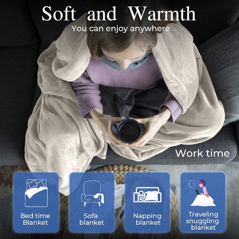 كونتيننتال بيدينج فراش كونتيننتال - بطانية صوفية فائقة النعومة من الفلانيل، خفيفة الوزن 320 جرام لكل متر مربع، مثالية للأرائك والكنب والأسرة والتخييم والسفر، تجعل الغرفة بأكملها تشعر بالنعومة والراحة - Image 4