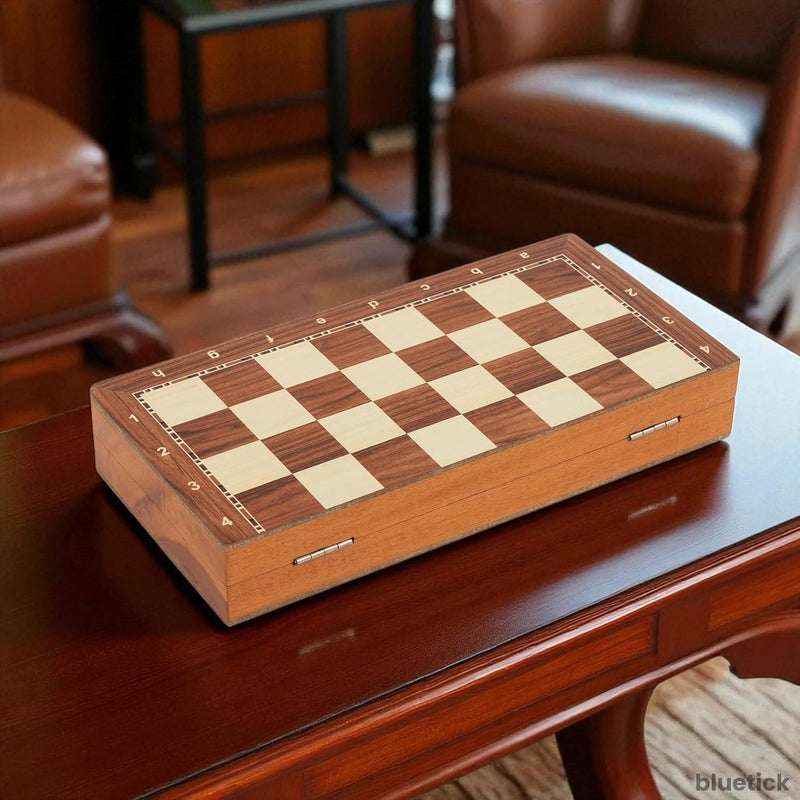 Blue Tick Bluetick 10 Inches Wooden Magnetic Chess Board Foldable Set with Magnetic Pieces & Extra Queens – Travel Chess Game for Kids & Adults - Image 5
