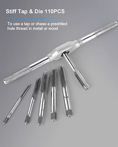FAHKNS 110 PCS Metric Tap and Die Set, Metric Threads M2-M18 Rethreading Kit for Making Screw Threads for Cutting External and Internal Thread Threading with Storage Case - Image 5