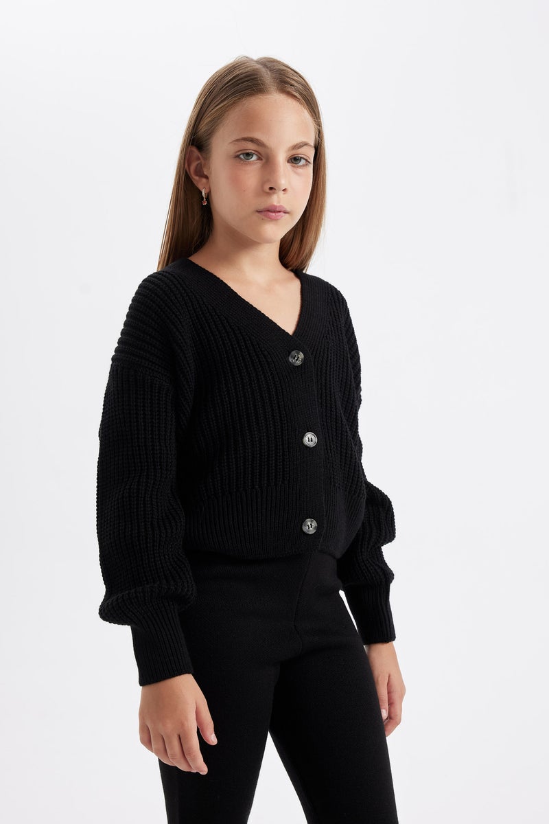ديفاكتو كارديجان بناتي قصة عادية بياقة V - Image 5