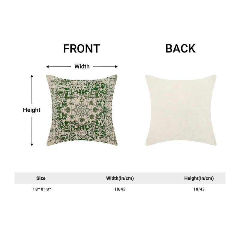 AEIOAE Boho Pillow Covers 18x18 Inch Set of 2 Sage Green Beige Carpet Pattern Throw Pillows Case Ethnic Design Retro Outdoor Decorative Square Linen Farmhouse Decor Cushion Covers for Home Sofa Couch - Image 5