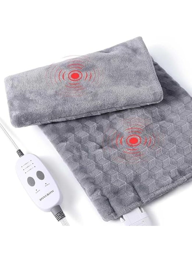 Premium Electric Heating Pad with Vibration Massage – Dual-Action Thermal Wrap with 3 Heat & 3 Massage Settings – Luxurious Velvet Fabric for Muscle Relief & Deep Relaxation - Image 4