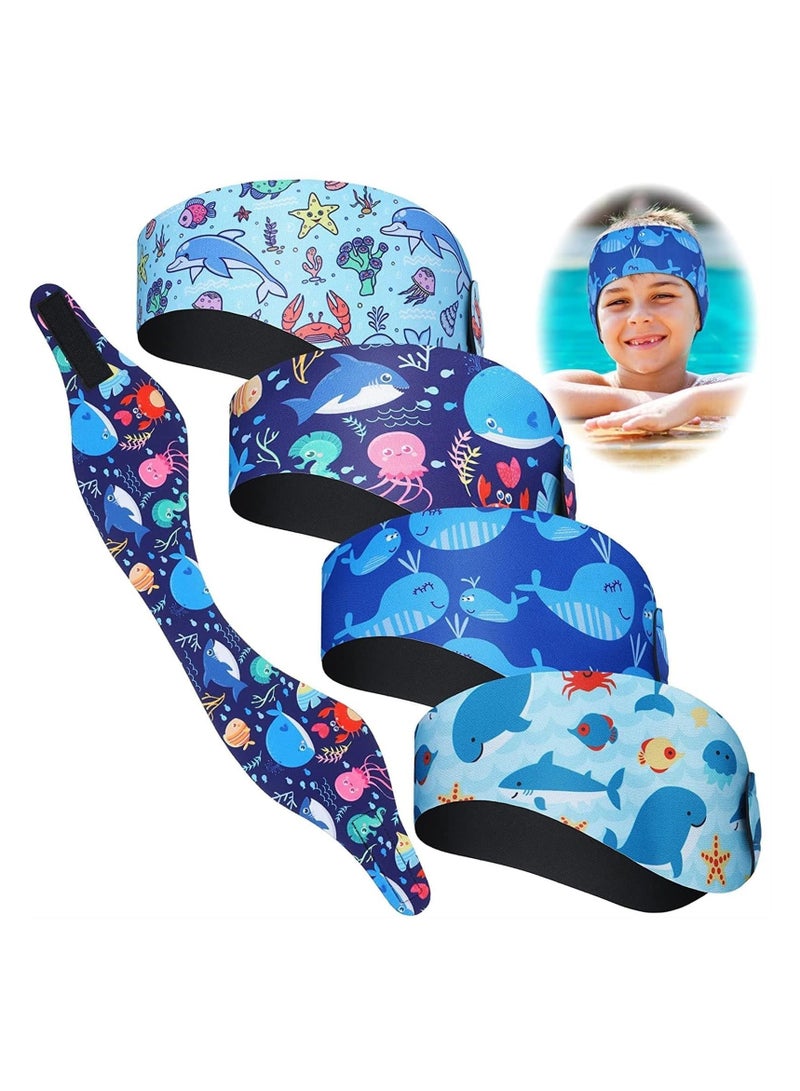 Generic Swimming Headband for Kids，4 Pieces Swimming Ear Band Kids Ear Protection Band Swim Cap Water-proof Adjustable Swim Headband  - Image 1