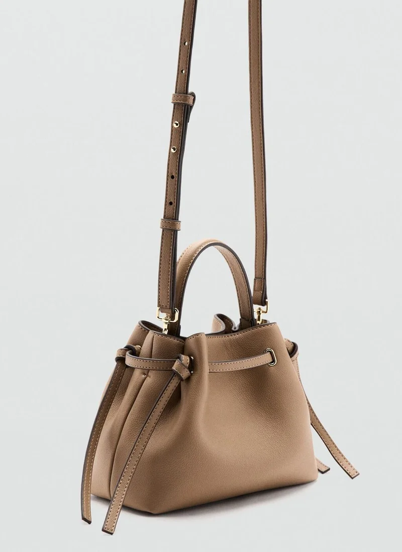 MANGO Faux-Leather Bucket Handbag