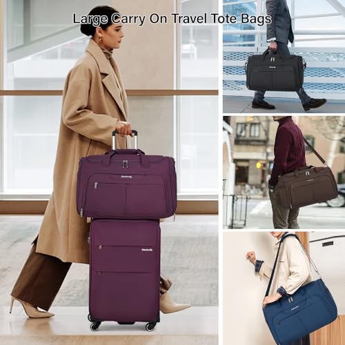 Hanke Carry On luggage Bags for Travel, Large Foldable Duffle Bag for Travel, Softside Lightweight Travel Bag Carry On Bags for Airplanes Women, Travel Tote Bags for Women Men.（Black） - Image 5