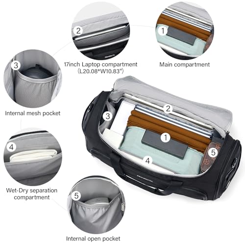 Hanke Carry On luggage Bags for Travel, Large Foldable Duffle Bag for Travel, Softside Lightweight Travel Bag Carry On Bags for Airplanes Women, Travel Tote Bags for Women Men.（Black） - Image 3