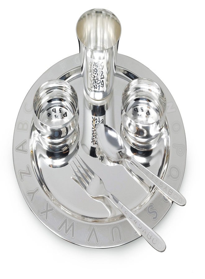 BENGALEN Silver Plated Dinner Set with Grey Velvet Gift Box for Baby Rice Ceremony Annaprashan Sanskar Gifts for Boys Girls Birthday Return Festive Home Decorative Items - Image 4