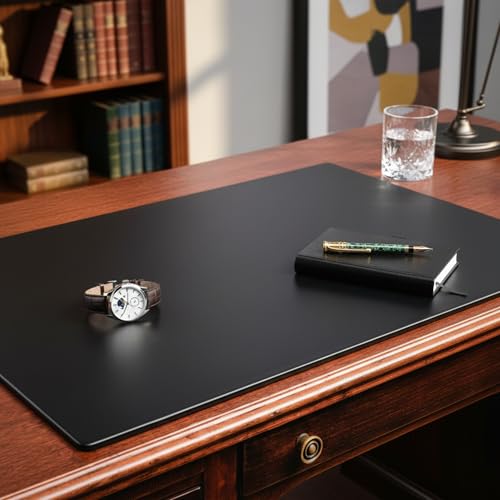Dacasso Pad Without Side Rails Luxury Leather Blotter for Writing-Executive Desk Surface Protector, 34” x 20”, Black - Image 4