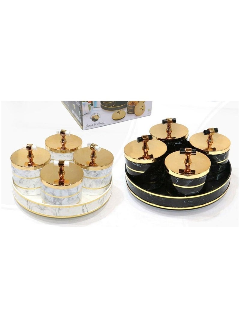 ماركة غير محددة - علب مكسرات مع طفير بلاستيك 4 قطع - طبق دوار - Image 1