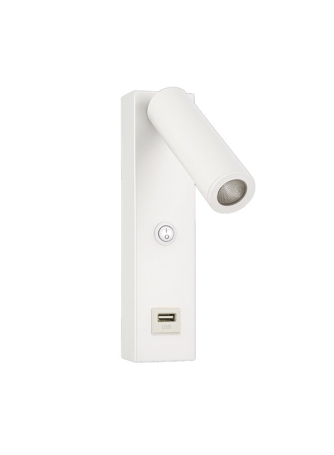 ALFRIDAY Bedside Reading Wall Light with USB Port, Adjustable Head, 3W LED, Warm 3000K, - Image 1