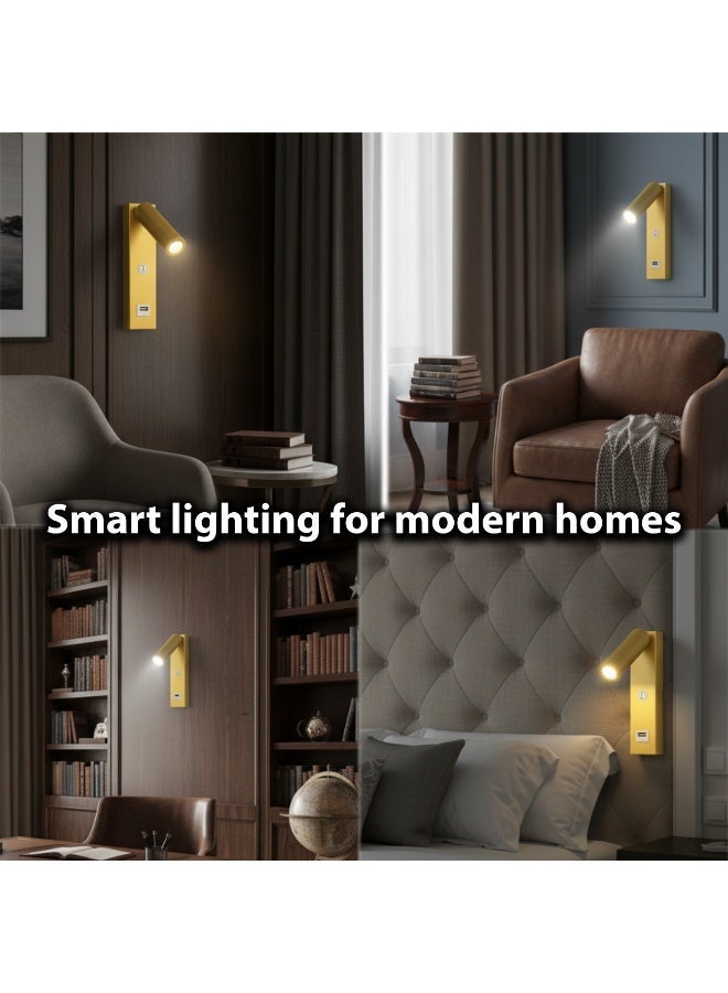 ALFRIDAY Bedside Reading Wall Light with USB Port, Adjustable Head, 3W LED, Warm 3000K, - Image 3