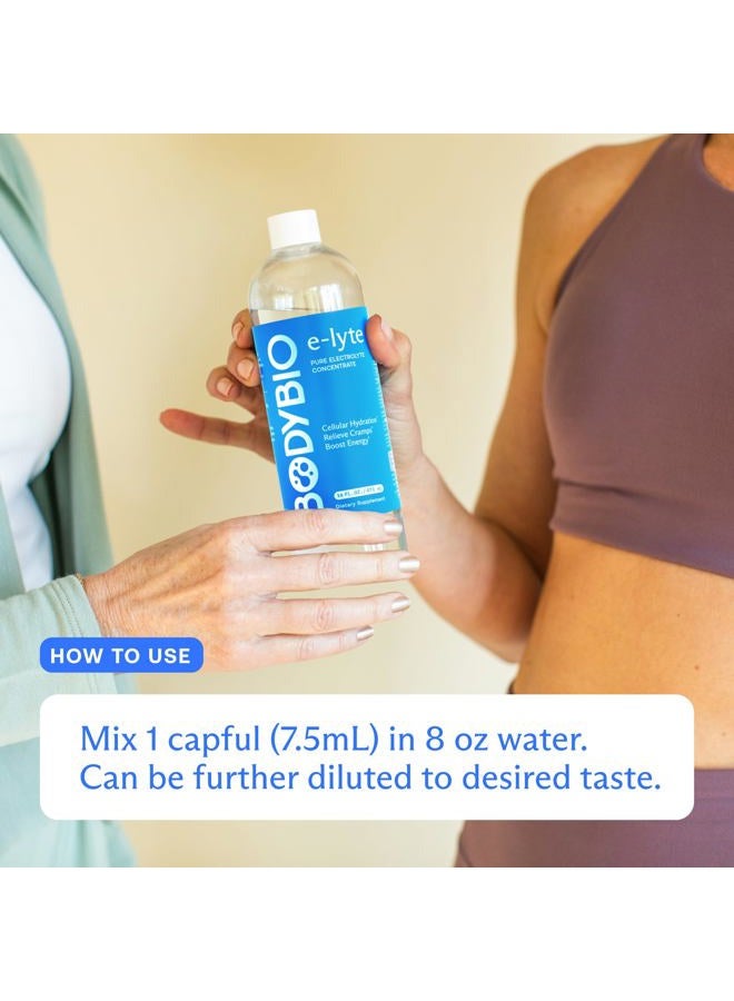 BodyBio e-Lyte - مركز إلكتروليت سائل للترطيب النظيف، الطاقة وتخفيف التشنجات - بدون سكر، بدون نكهات صناعية، بدون مواد حشو، مناسب للكيتو - Image 4