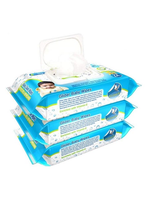 Baby Wipes With Moisture Lock Flip Top Contains Aloe Vera & Vitmain E Ph Balanced With No Parabens & Chlorine (Pack Of 3 (216 Wipes))