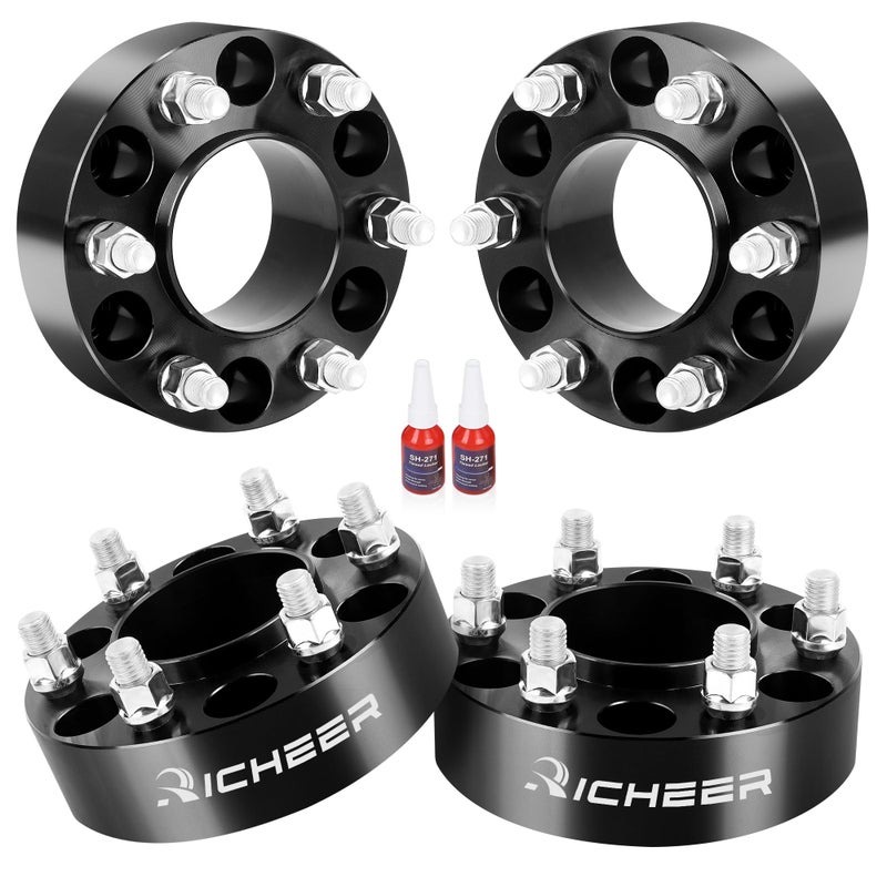 فواصل العجلات Richeer 15 بوصة 6x135 المركزية للسيارات لفورد F150 2015-2025 6 لوج 6x135 مع مسامير M14x15 وفتحة مركزية 871 مم لسيارات Expedition 2015-2024 وNavigator 2015-2025