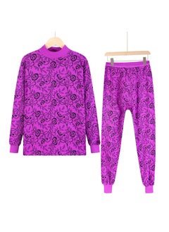 Generic Middle-aged Elderly Womens Pure Cotton Thermal Underwear Set 2-piece Set Warm Bras Pants For Mothers No. 6 color 