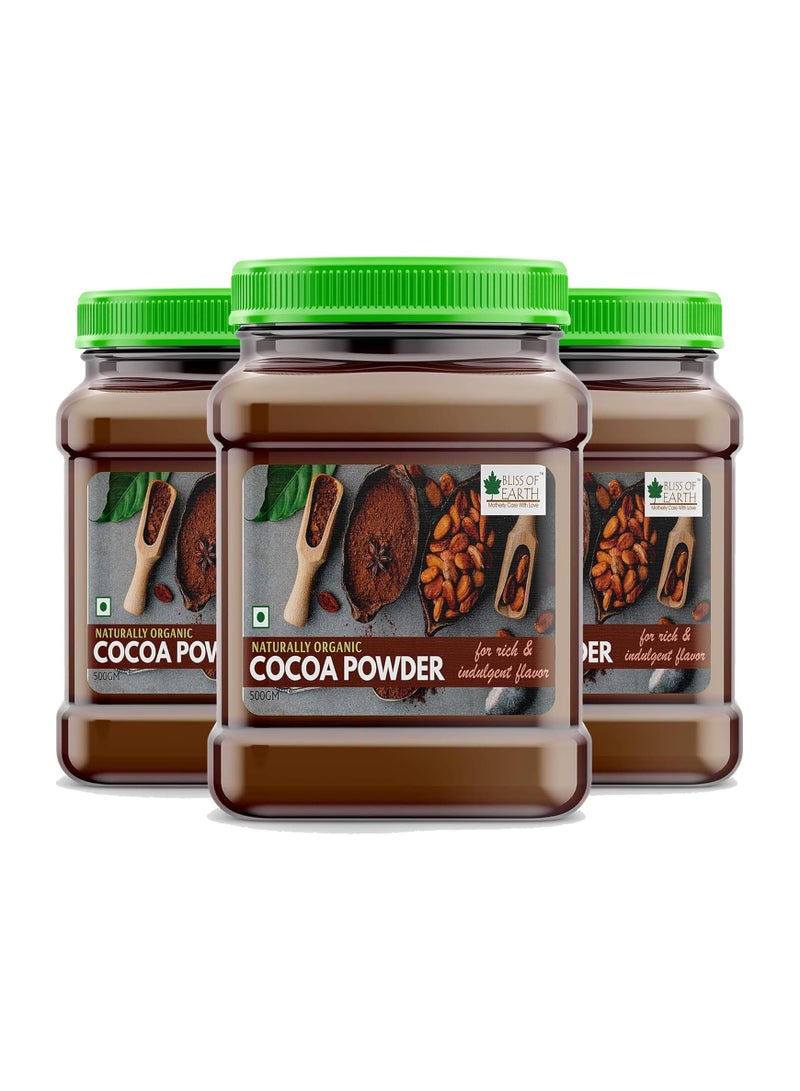 بليس اوف ايرث 500 جرام مسحوق كاكاو إندونيسي عضوي طبيعي لصنع كعكة الشوكولاتة ومشروب الشوكولاتة غير محلى عبوة من 3 - Image 1